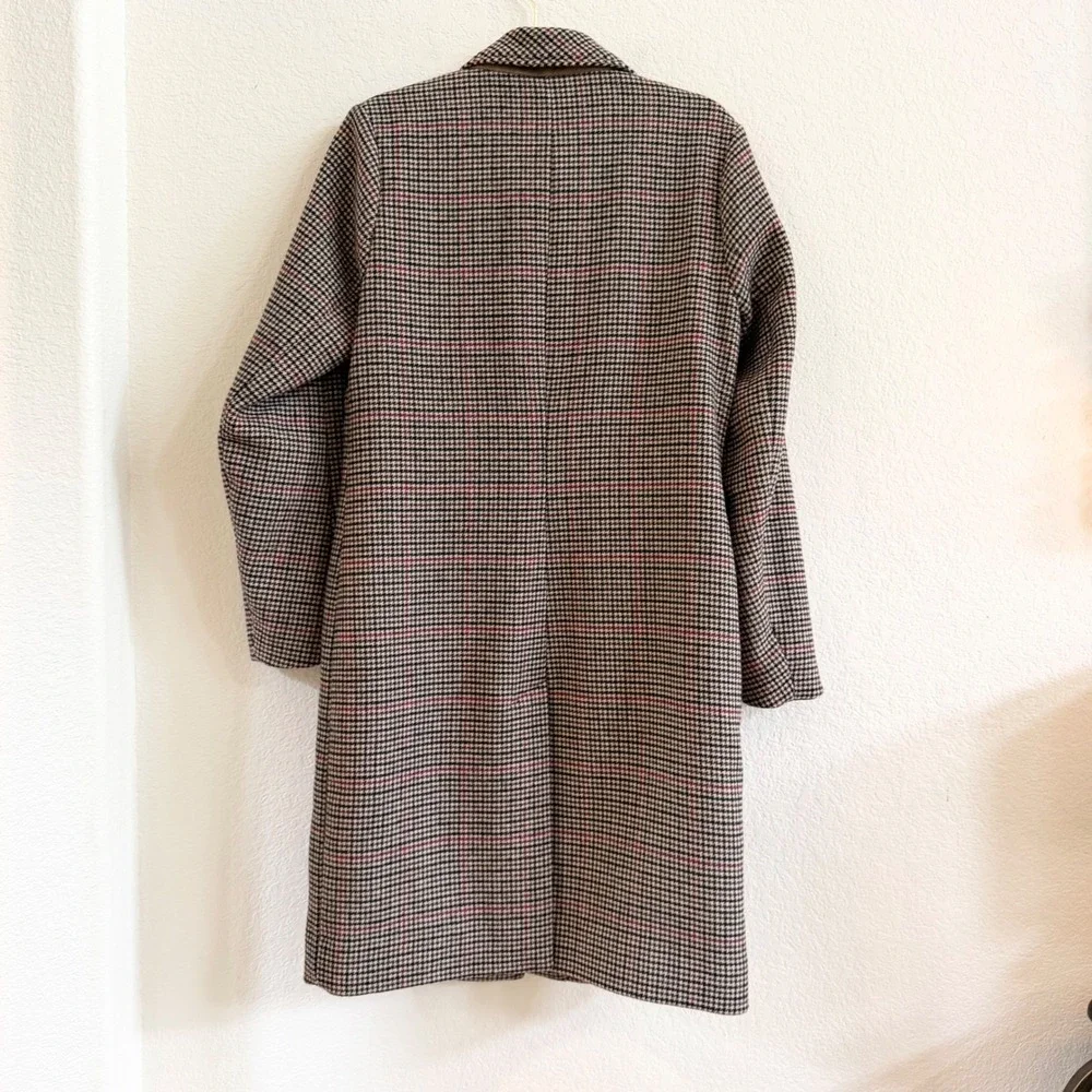 Abercrombie & Fitch Womens‎ Brown Plaid Wool Blend Houndstooth Topcoat Jacket M
